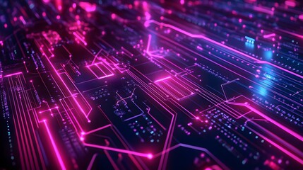 2d illustration Abstract futuristic electronic circuit technology background. 