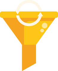 Poster - Yellow sales funnel representing the process of attracting and converting leads into customers with a continuous loop