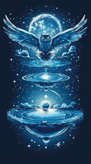 Poster - Owl Soaring Through The Cosmos