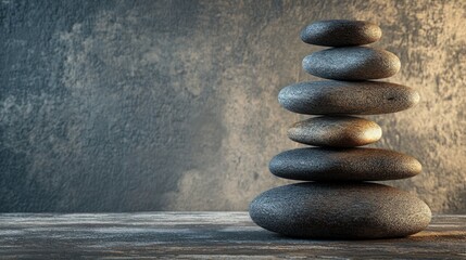 Stacked Stones Against a Textured Background