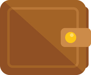 Poster - simple closed wallet made of brown leather with golden button