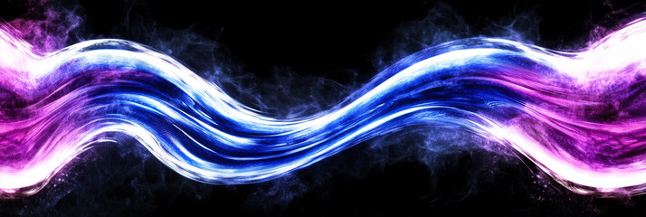 Abstract blue and purple wave with smoke.