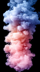 Canvas Print - Abstract colorful smoke plume against black background.