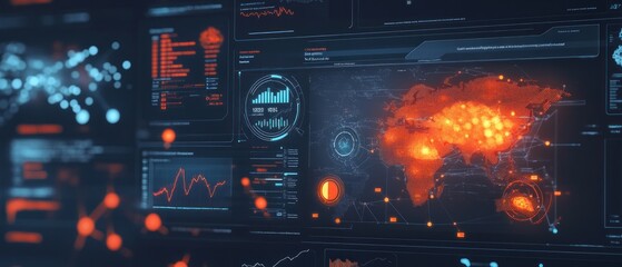 Infographic interface and coronavirus statistics background