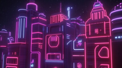 Poster - Neon 3D Bar Chart with Vibrant Colors