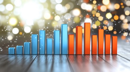 Poster - Dynamic 3D Bar Chart with Bold Shiny Bars in Blue