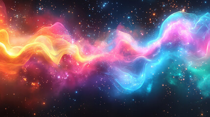 Poster - Abstract cosmic background with swirling nebulae.