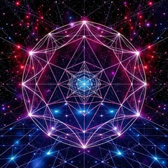 Canvas Print - geometric polyhedron in cosmic space