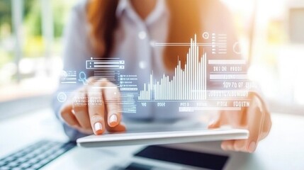 Poster - Digital Financial Analysis on Tablet with Charts Display