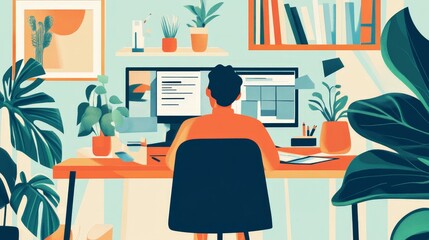 Poster - A virtual remote work training course where employees practice strategies for overcoming the challenges of remote work environments.