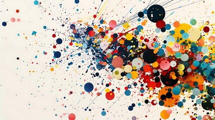 Poster - Abstract colorful artwork featuring various sizes of circles and splatter, creating a vibrant and energetic composition.