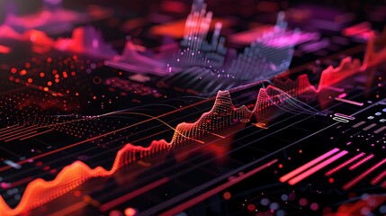 Poster - Digital abstract visualization of data trends.