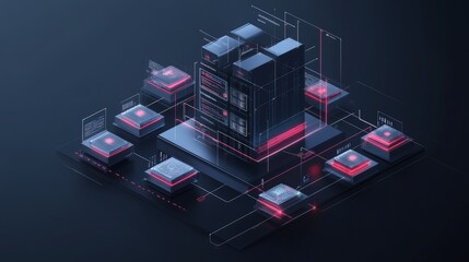 Canvas Print - A zero trust security system visualized by layers of verification, with multiple checkpoints ensuring data access is secure.