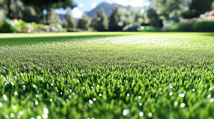 Close-up of vibrant green grass in a lush garden.