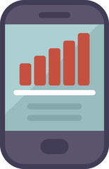 Canvas Print - Smartphone is displaying a bar chart indicating growth