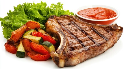 Artistic Arrangement of Succulent Steak with Vegetables