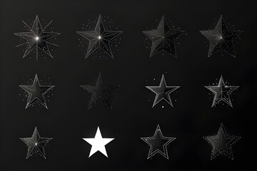 Wall Mural - Stars collection. Star vector icons. Black set of Stars, isolated on transparent background. Star icon. Stars in modern simple flat style. Generative AI