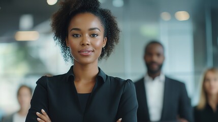 Wall Mural - Confident Businesswoman in Modern Office Setting