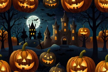 Wall Mural - halloween background with pumpkin