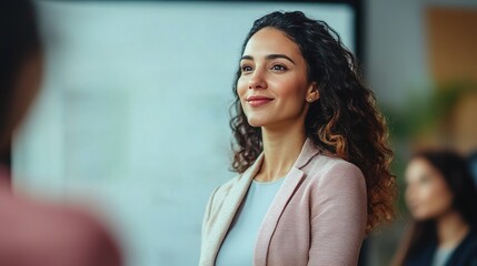 Poster - Professional Woman Smiling at Business Meeting