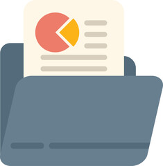 Poster - folder containing a business report with charts, representing data analysis and organization