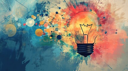 Wall Mural - Creative Light Bulb Concept with Colorful Background