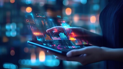 Poster - Futuristic Data Visualization on Digital Tablet Display