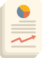 Poster - business report is displaying positive data visualized with an upward trending arrow and a pie chart