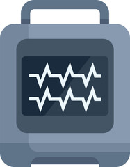 Sticker - Portable defibrillator showing heart beat rhythm on screen, isolated on white background