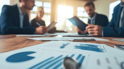 Poster - Business Meeting with Charts and Reports in Conference Room