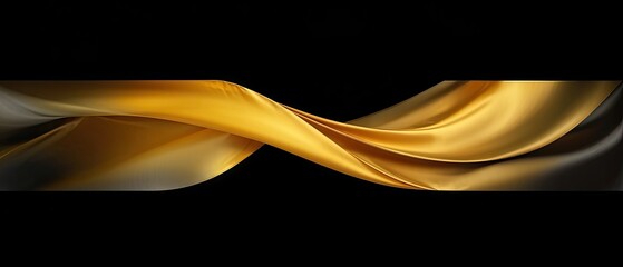 Abstract Golden Fabric Flowing in Black Background