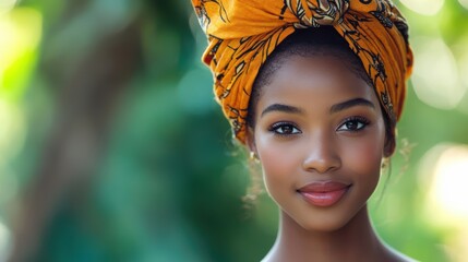 Wall Mural - Beautiful African Woman in Head Wrap