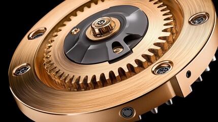 Poster - Detailed metallic gear with gold finish and texture