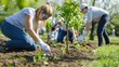 © Chayna - Photograph a group of volunteers planting trees in a local park, emphasizing reforestation and environmental stewardship