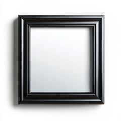 Black wooden picture frame with a blank mirror surface.