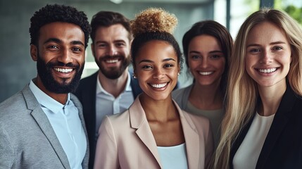 Sticker - Smiling Group of Diverse Young Professionals in Office