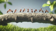 © Worakit - group of ants working together to push heavy twig across natural setting, showcasing teamwork and determination in their environment