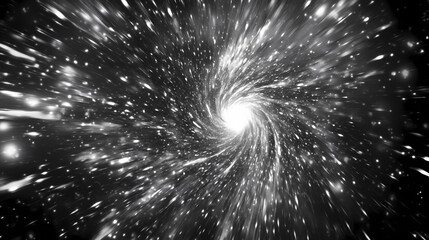 Wall Mural - monochrome pattern with diverging white rays of light. entering hyperspace hd. travel through black 