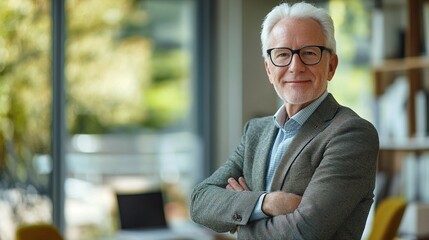 Poster - Confident Mature Man in Modern Office Setting