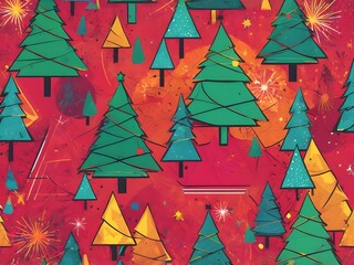 Wall Mural - abstract christmas tree pop art modern colorful Geometrical shape illustration