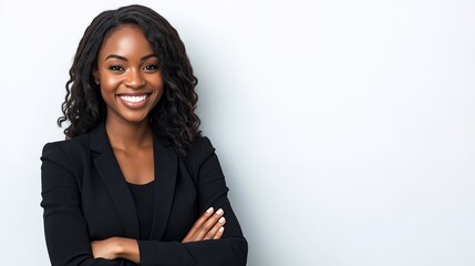 Canvas Print - Confident Business Woman Smiling in Professional Attire