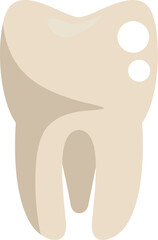 Canvas Print - Single cartoon tooth showing a filling, representing dental hygiene and oral health