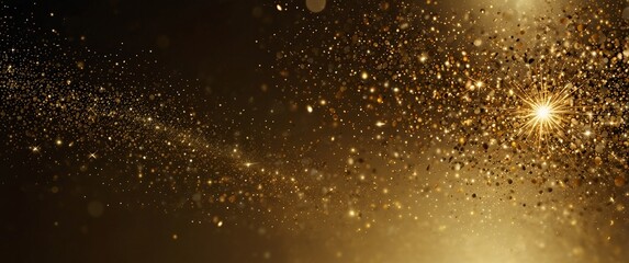 close up of a glass of champagne, A luxurious abstract background featuring glittering gold sparks and smooth textures, illuminated by soft spotlights. The glowing effect and elegant gradient