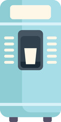 Poster - modern blue coffee vending machine making fresh beverage, isolated on white background