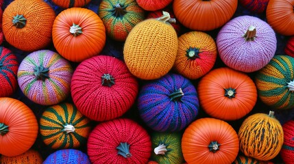 Poster - Colorful Knitted Pumpkins.