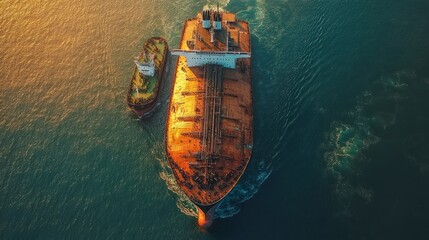 Aerial View of Cargo Ships in the Ocean