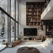 © Carmen - living room interior with bookshelves