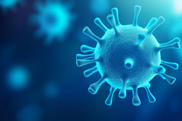 Aufkleber - Microscopic virus closeup showing spikes floating in body system