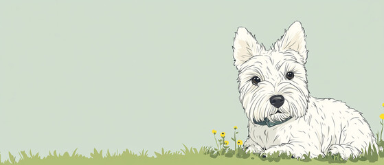 Sticker - West Highland White Terrier Dog Curiously Looking with Bright Eyes and Fluffy Fur