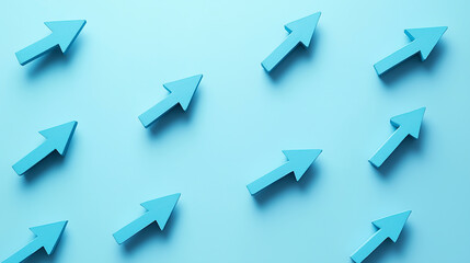 Poster - Group of blue arrows pointing up on blue background